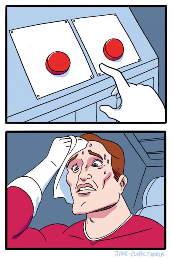 Two Buttons meme about GEM (Gem Health)